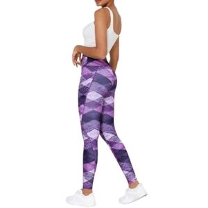 ODODOS Women's High Waist Yoga Capris Pockets Tummy Control Size 2XL Purple Blue